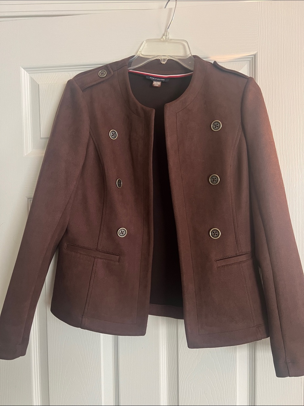 Tommy Hilfiger Brown Double-Breasted faux Suede Blazer
